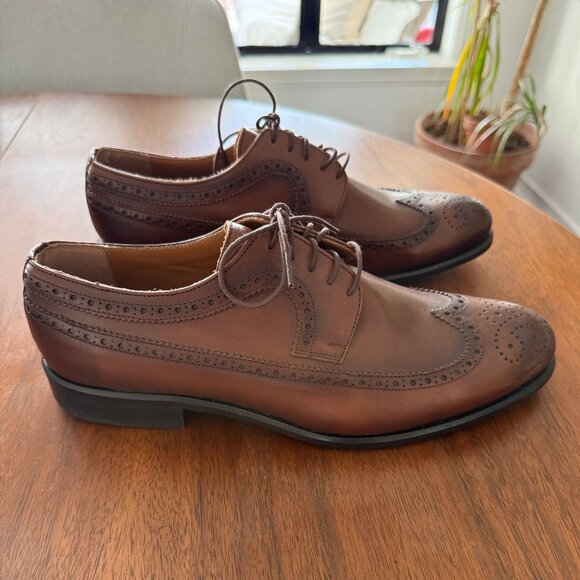 Nettleton Wingtip Dress Shoes Mens 8 Brown Leather Oxfords Formal Preppy Career New Men main image 3